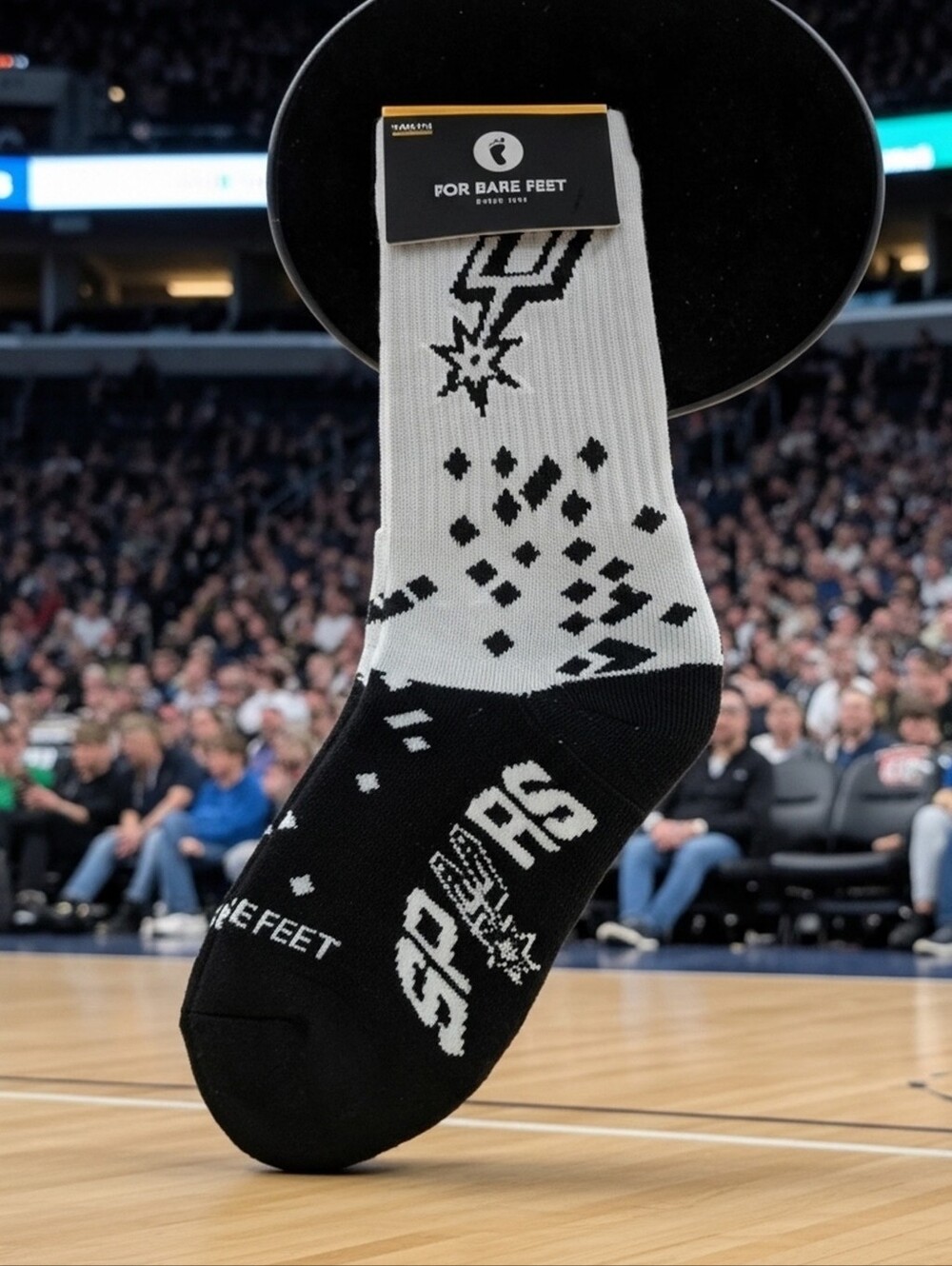 San Antonio Spurs Grey & Black Crew Socks  Youth